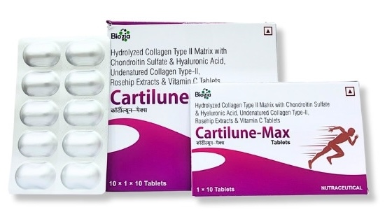 rose hip extract collagen peptide sodium hyaluronate chondroitin | Cartilune max | Biozia Lifesciences