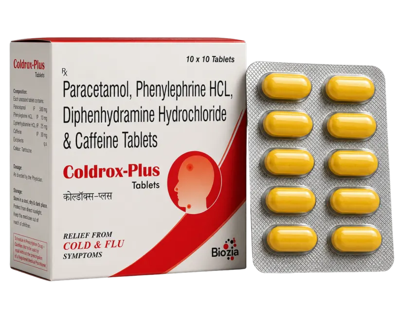 Coldrox Plus Tablet - Phenylephrine Hcl 5 mg + Paracetamol 325 mg + Diphenhydramine Hcl 25 mg + Caffeine 30 mg