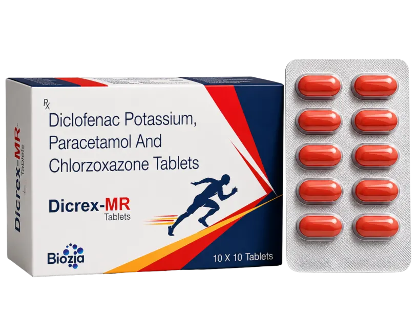 Dicrex-MR Tablet - Diclofenac Potassium 50 mg + Chlorzoxazone 250 mg + Paracetamol 325 mg