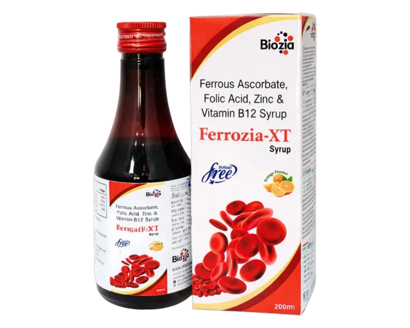 Ferrozia-XT Syrup (S/F) - Ferrous Ascorbate 30 mg + Folic Acid 550 mcg + Zinc 7.5mg + Vit B12 2.2 mcg