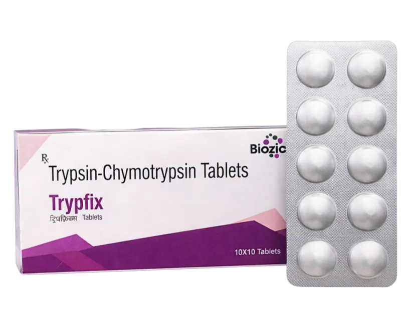 Trypfix Tablet - Trypsin-Chymotrypsin 100000 units of enzymatic activity