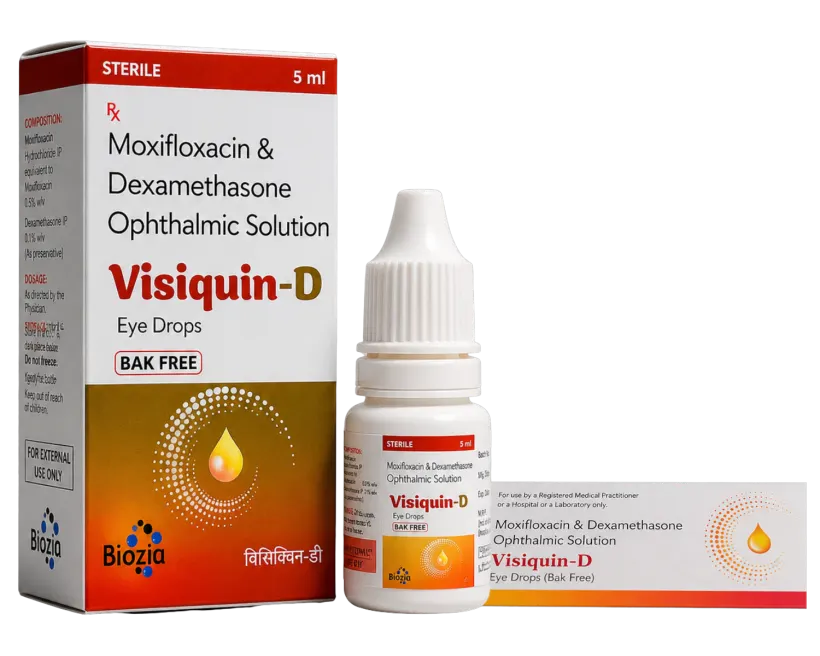 Visiquin-D Eye Drop - Moxifloxacin 0.5% w/v + Dexamethasone 0.1% w/v