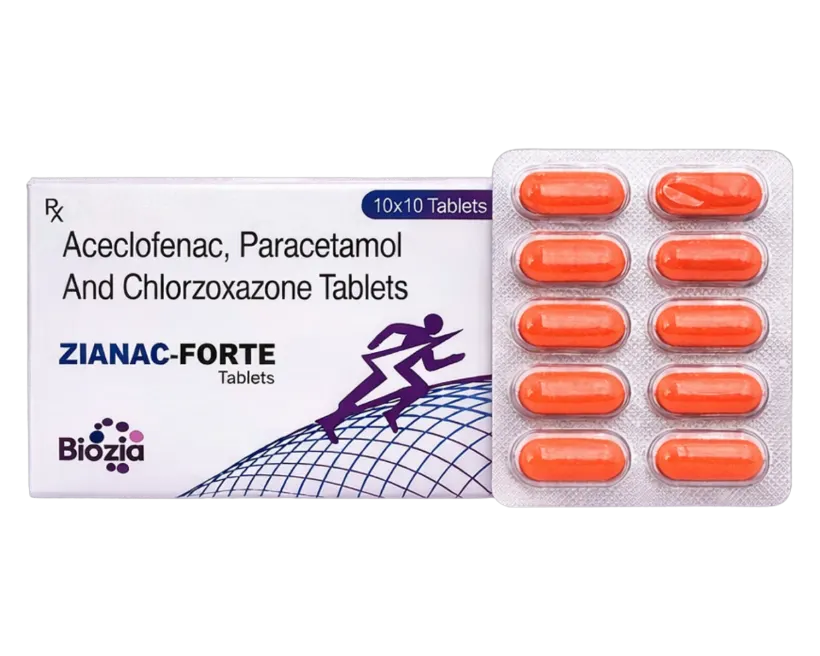 Zianac-Forte Tablet - Aceclofenac 100 mg + Paracetamol 325 mg + Chlorzoxazone 250 mg