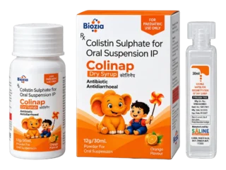 Colinap Colistin Sulphate for Oral Suspension IP dry syrup 30ml - bottle, carton and sterile water for reconstitution
