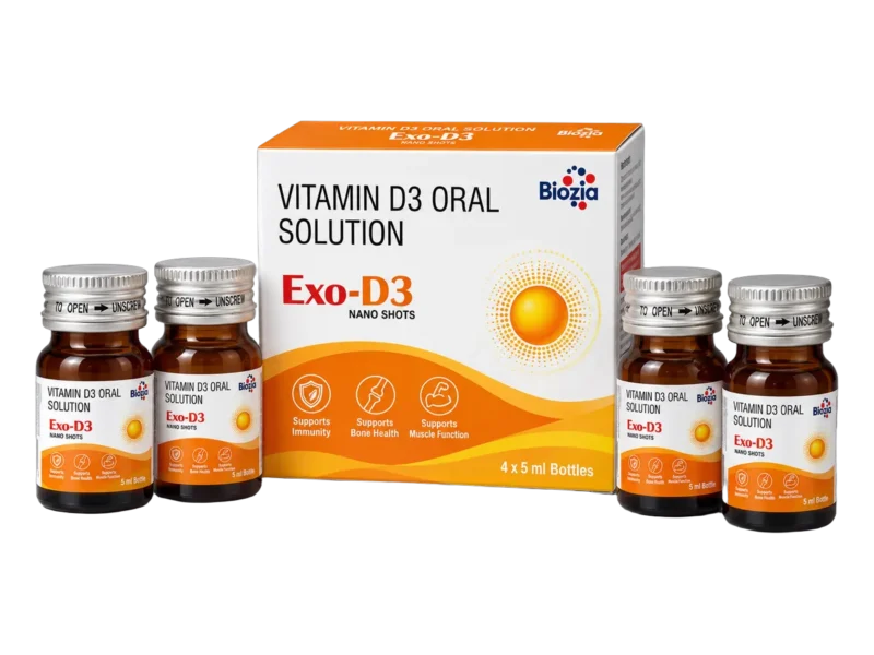 Exo-D3 Nano Shots Vitamin D3 oral solution 60000 IU - 4 x 5ml bottles with carton