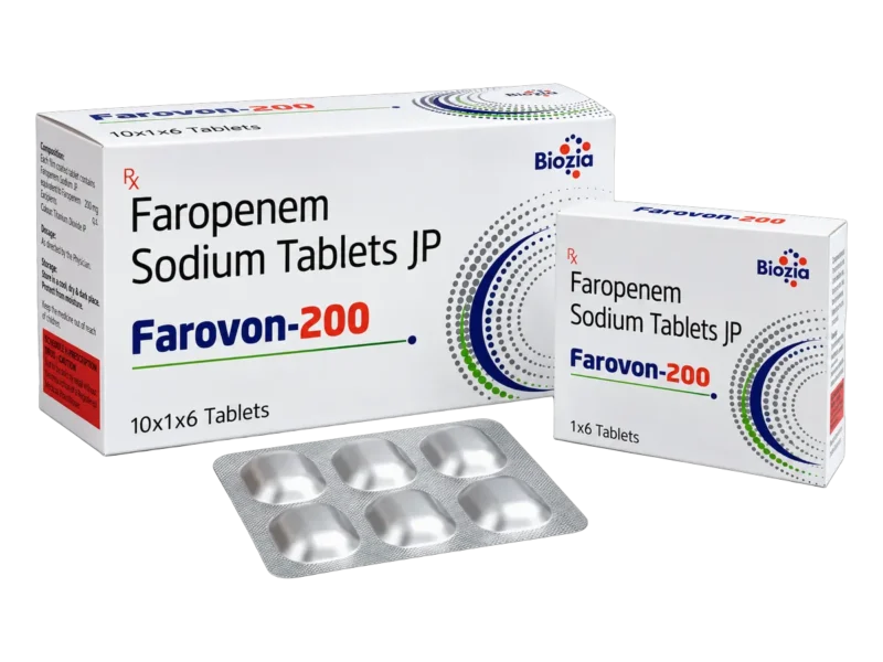 Farovon-200 Faropenem Sodium Tablets JP 200mg - 10x1x6 box, 1x6 carton and Alu-Alu strip