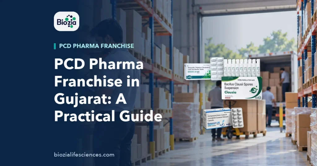 Chemist shop on an old Ahmedabad lane, the retail market a PCD pharma franchise in Gujarat supplies