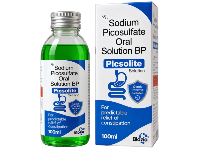 Picsolite Sodium Picosulfate Oral Solution BP 5mg/5ml - 100ml bottle and carton