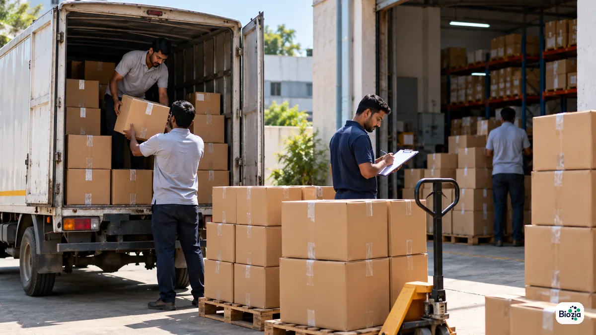 Sealed cartons from Yamunanagar being unloaded at a Delhi godown