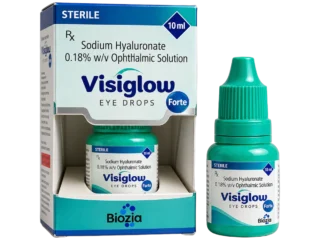 Visiglow Forte Sodium Hyaluronate 0.18% w/v ophthalmic solution eye drops 10ml - bottle and window carton